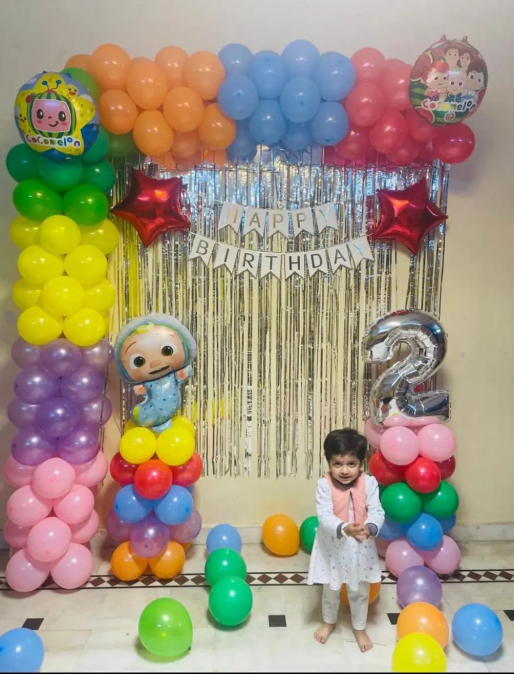 Pastel Rainbow Cloud Arch — Kids Birthday Decoration in Gurgaon